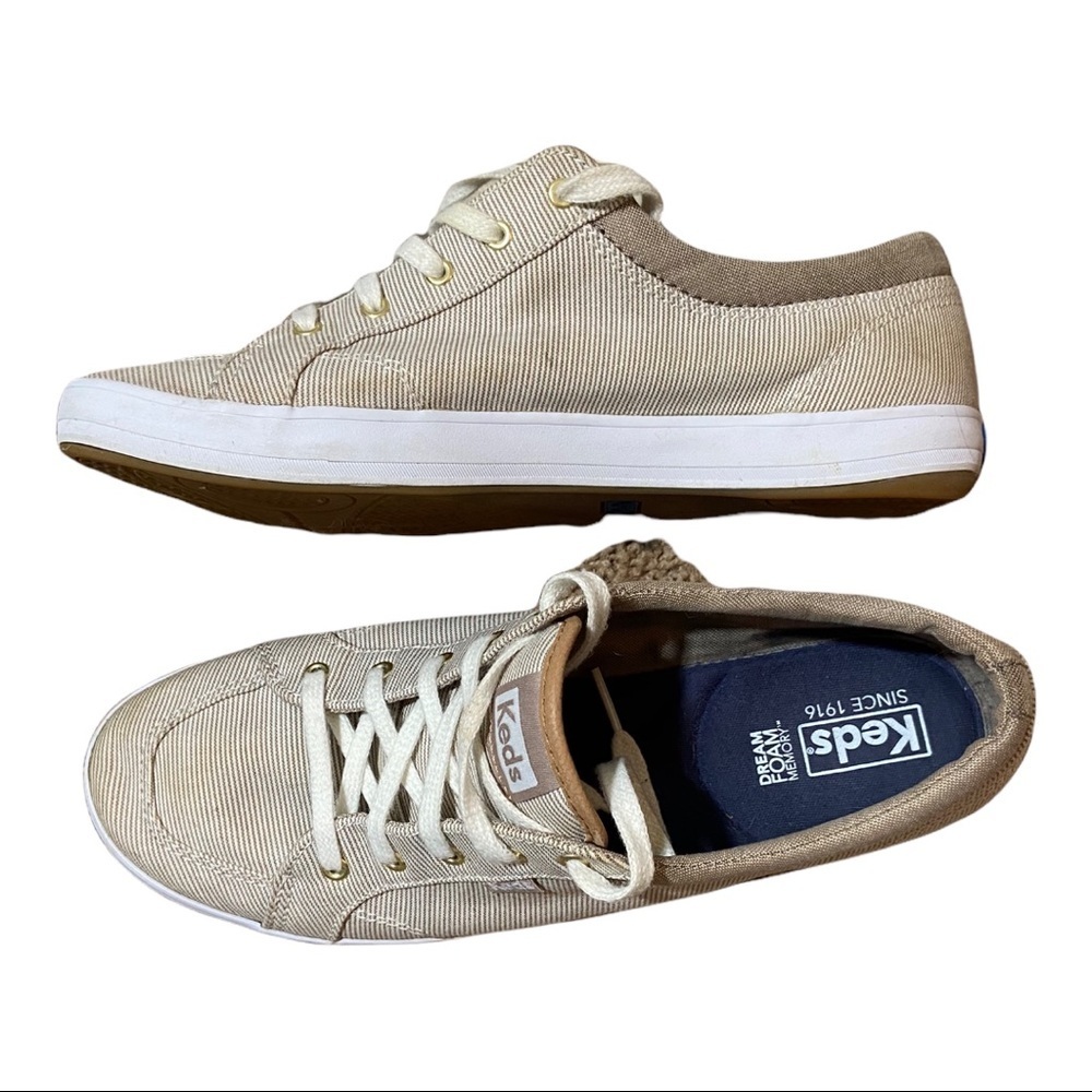 Keds Women's Center Sneaker, Walnut Distressed Nautical Stripe, 8.5